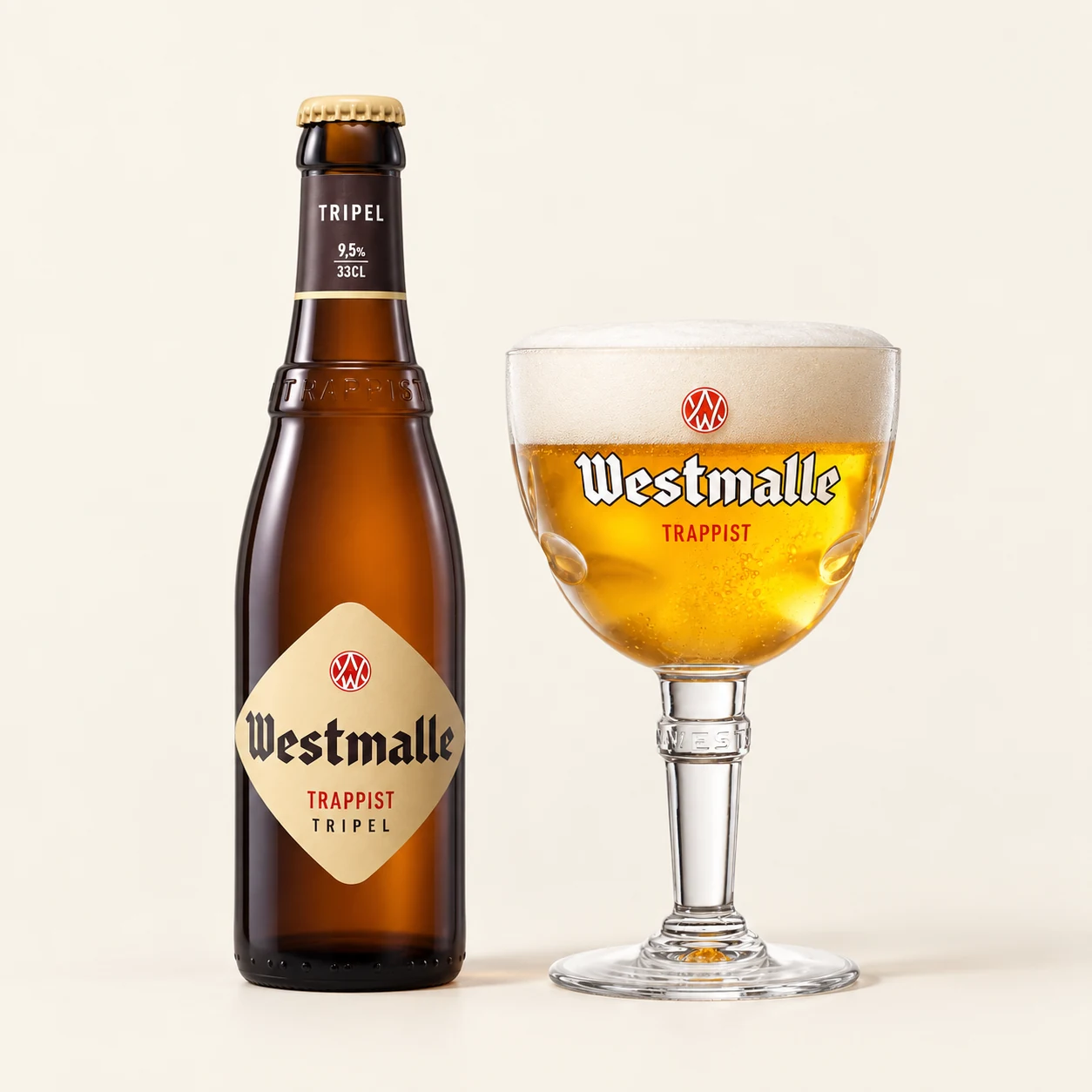 Bouteille et verre Westmalle Tripel