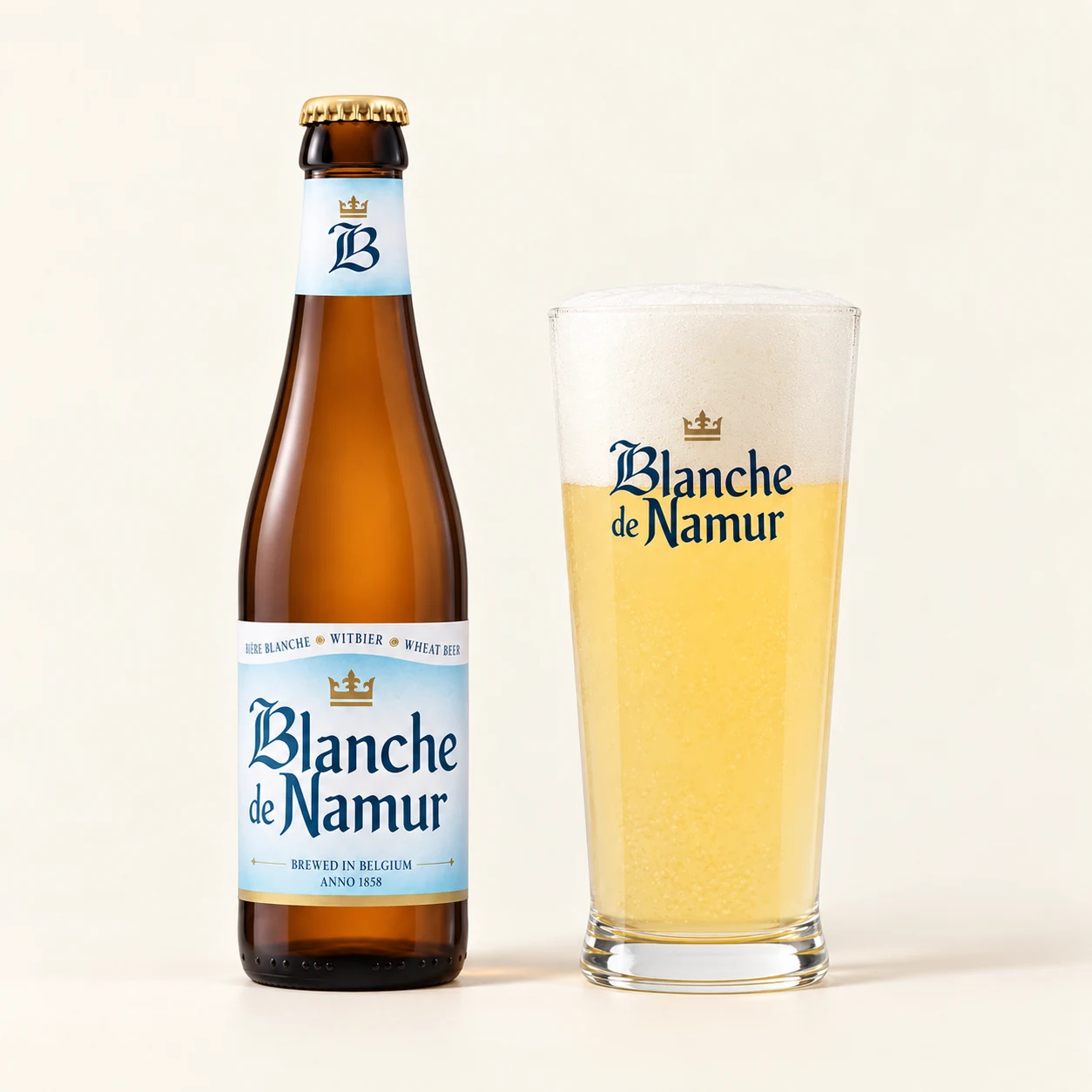 Bouteille et verre Blanche de Namur