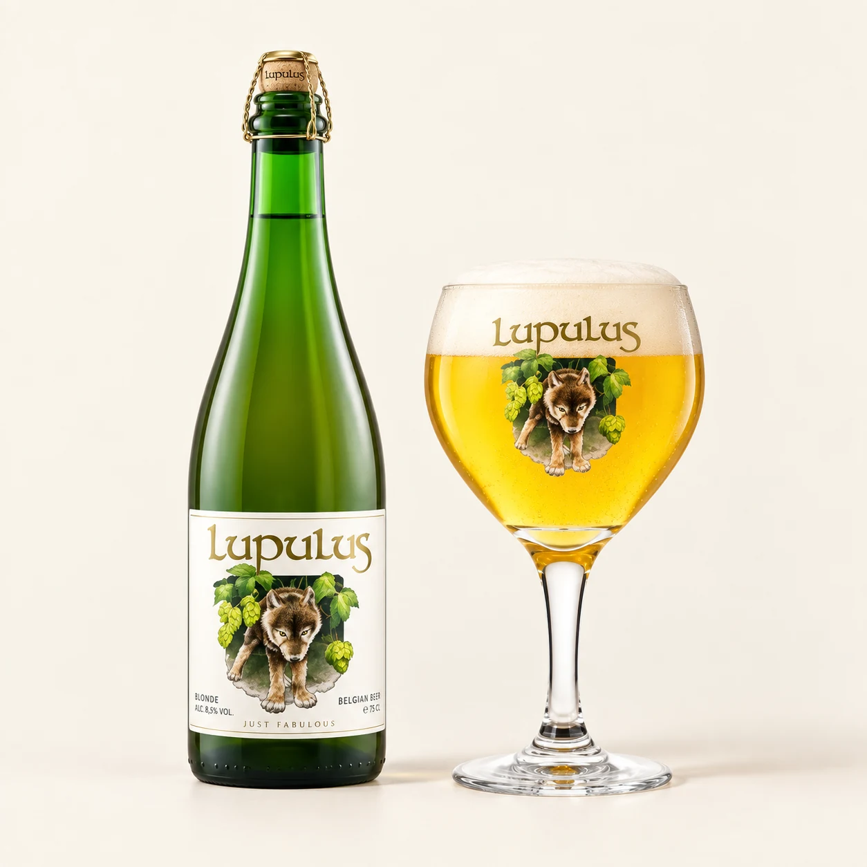 Bouteille et verre Lupulus Blonde