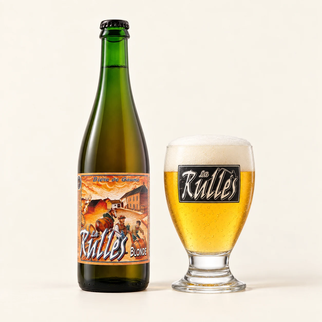Bouteille et verre La Rulles Blonde