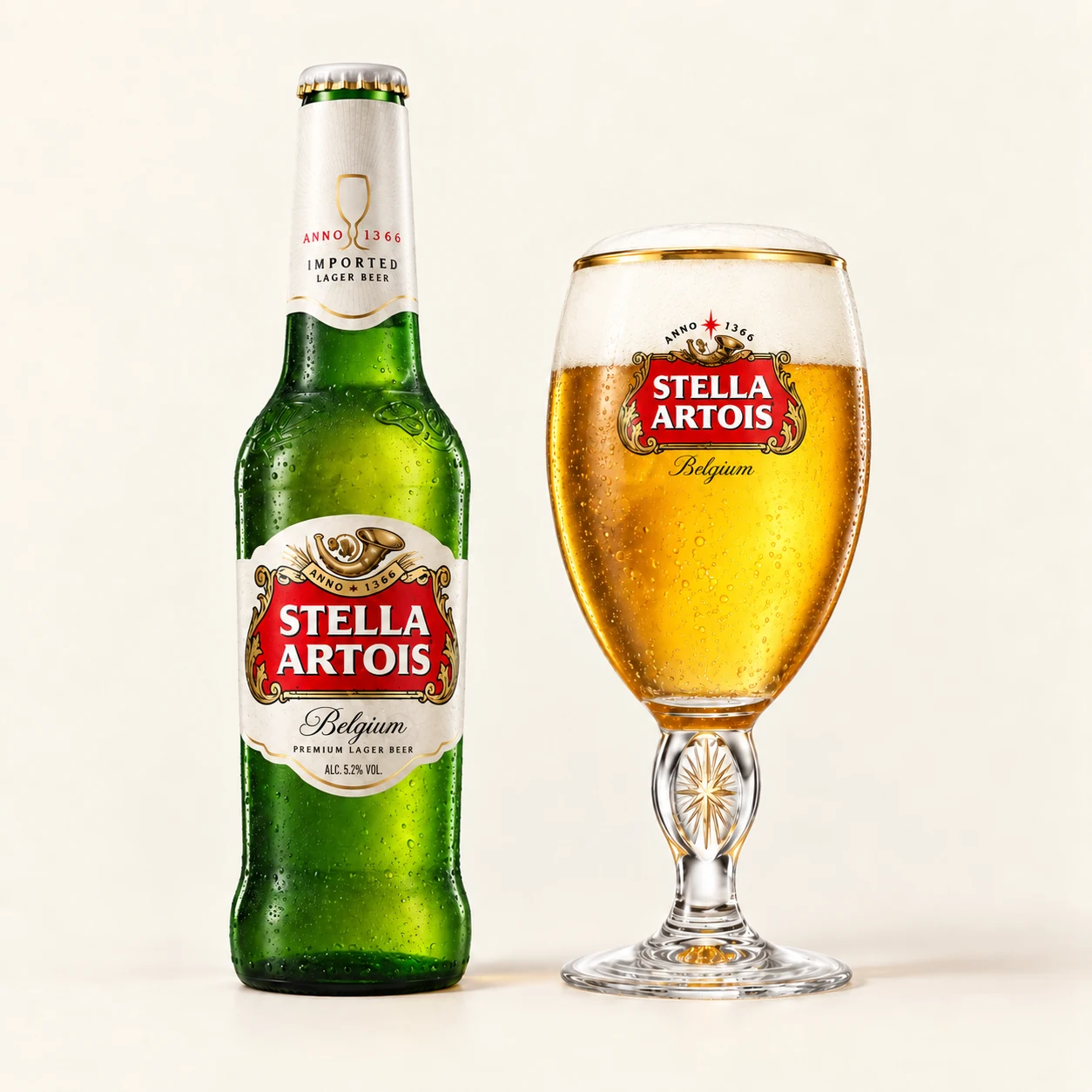 Bouteille et verre Stella Artois