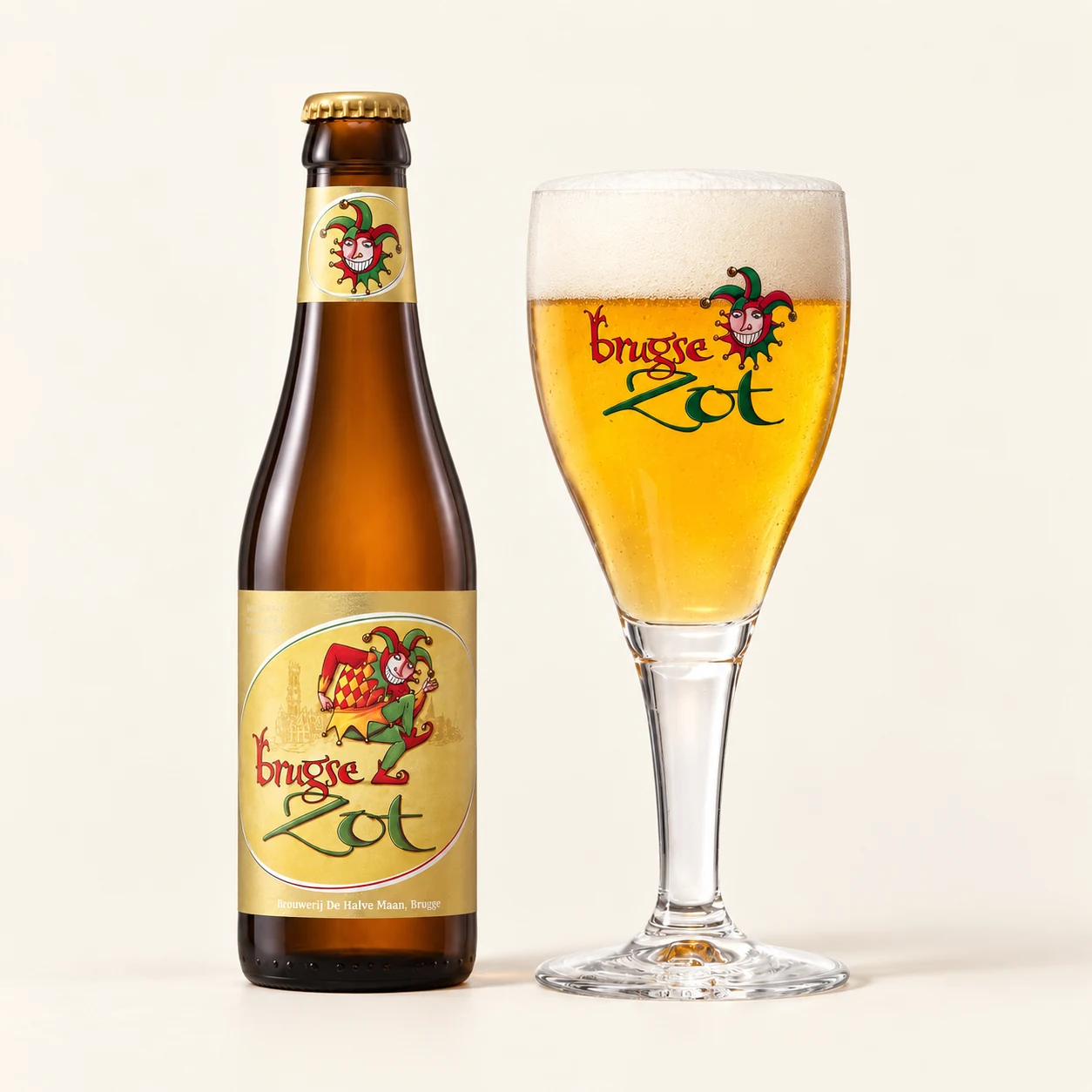 Bouteille et verre Brugse Zot Blond